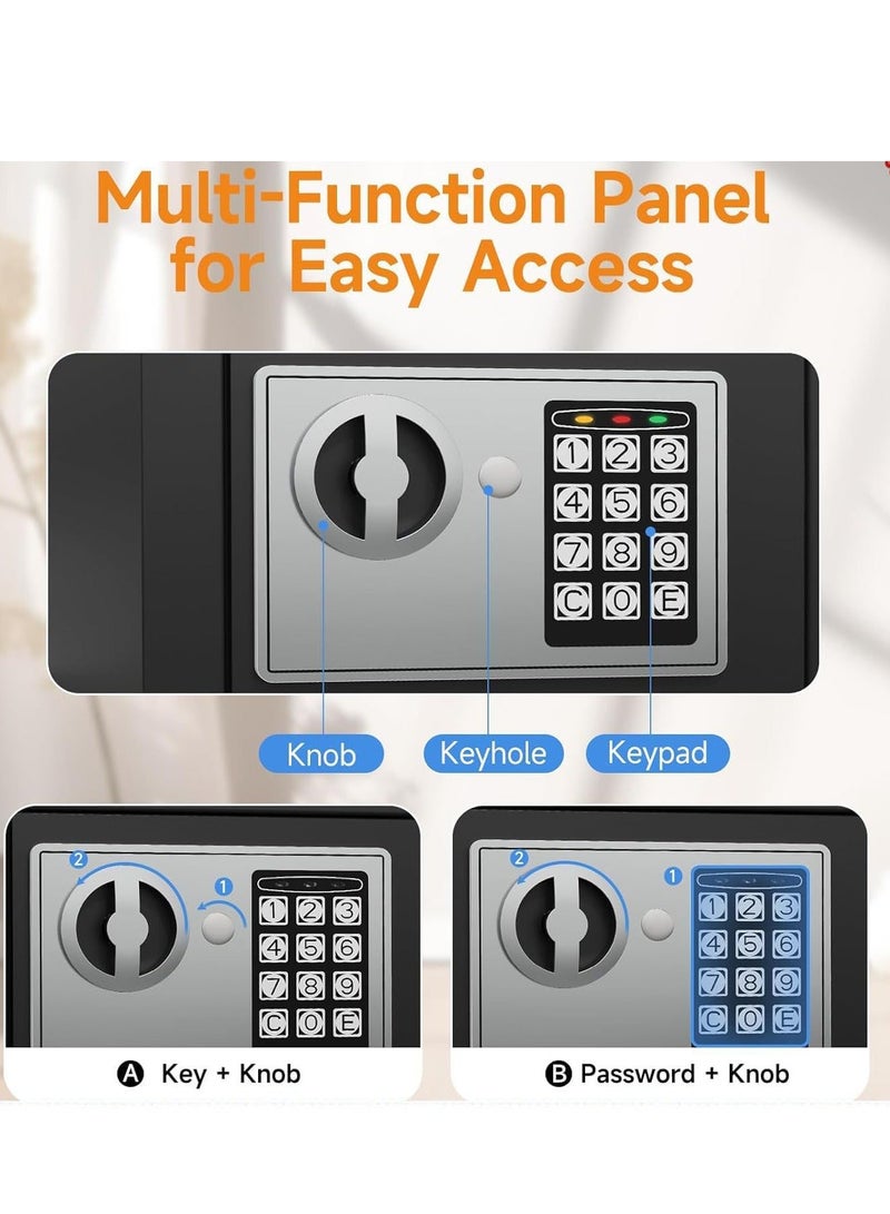 Security Safe, Digital Keypad Safe, Steel Alloy Safe, Store Documents, Cash, Jewelry, Suitable for Home/Office/Hotel (Black) - view 2